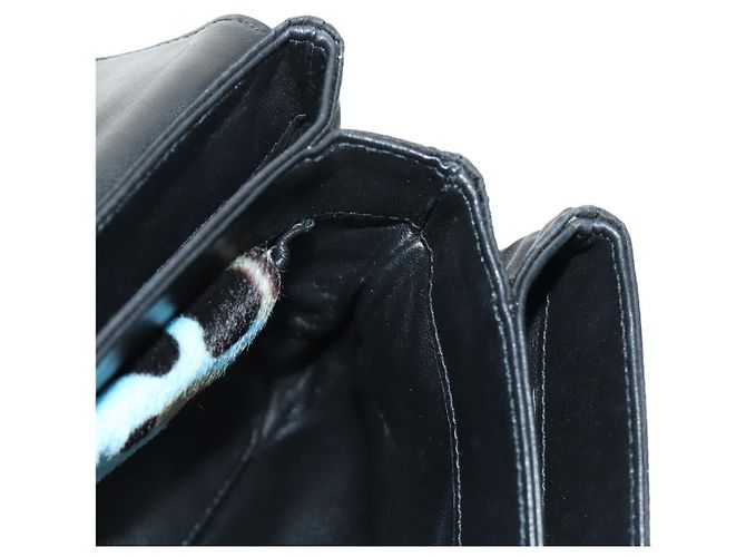PRADA Chain Shoulder Bag Unborn Calf Skin Light Blue Silver - vista 26