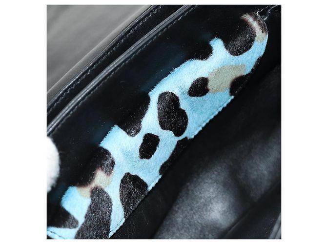PRADA Chain Shoulder Bag Unborn Calf Skin Light Blue Silver - vista 28