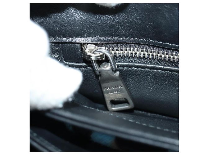 PRADA Chain Shoulder Bag Unborn Calf Skin Light Blue Silver - vista 32