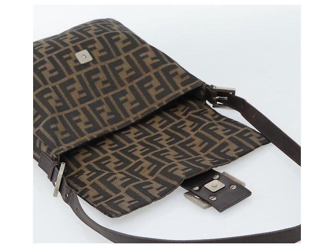 FENDI Zucca Canvas Shoulder Bag Black Brown - vista 10