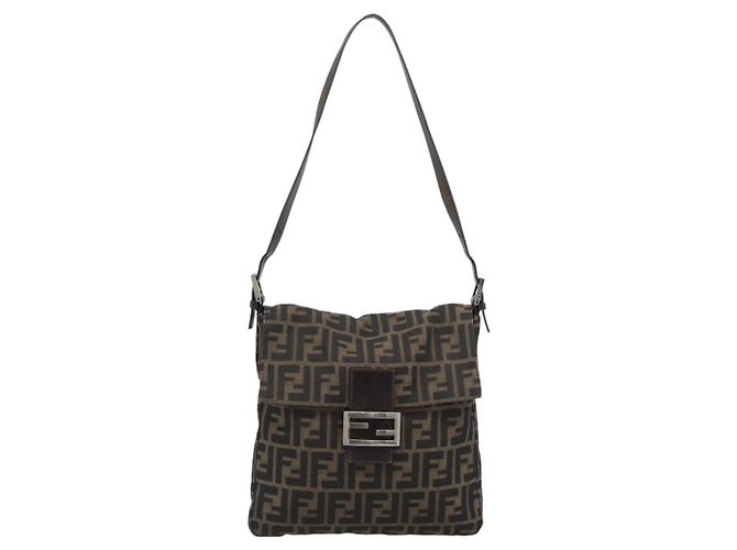 FENDI Zucca Canvas Shoulder Bag Black Brown - vista 13