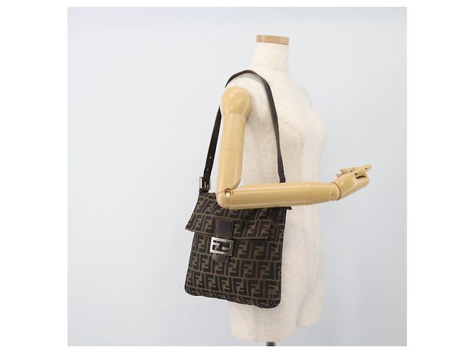 FENDI Zucca Canvas Shoulder Bag Black Brown - vista 22