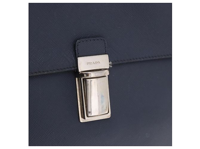 PRADA Business Bag Saffiano leather Blue Silver - vista 19