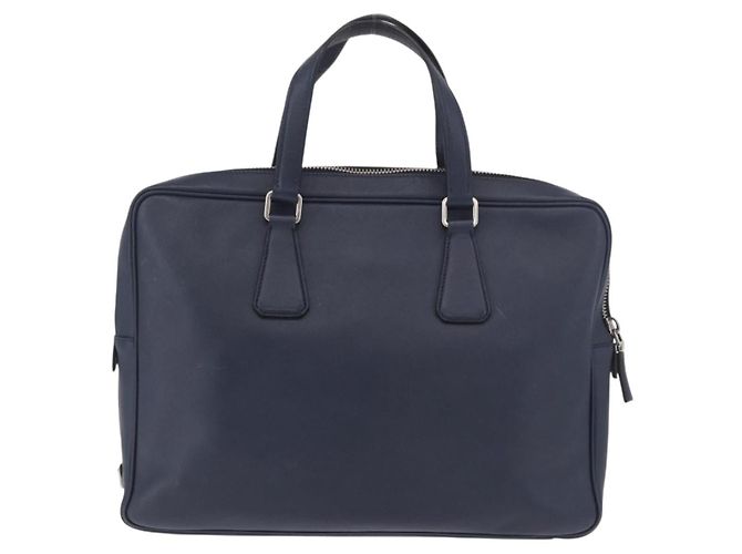 PRADA Business Bag Saffiano leather Blue Silver - vista 2