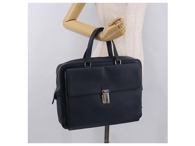 PRADA Business Bag Saffiano leather Blue Silver - vista 25