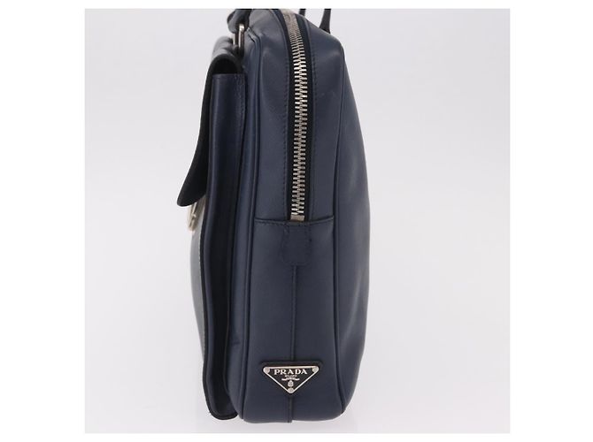 PRADA Business Bag Saffiano leather Blue Silver - vista 3