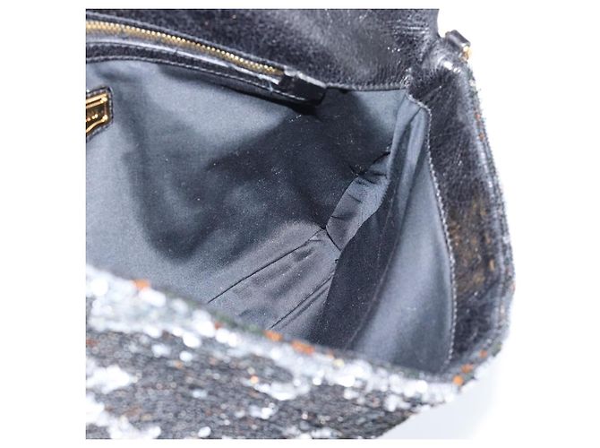Miu Miu Bolso de hombro de lentejuelas Negro Dorado - vista 21