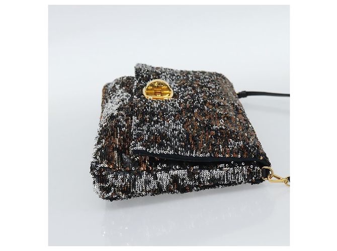 Miu Miu Bolso de hombro de lentejuelas Negro Dorado - vista 4