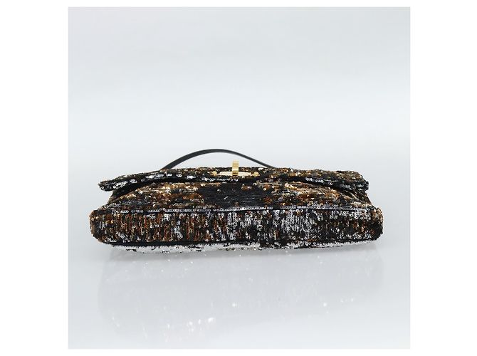 Miu Miu Bolso de hombro de lentejuelas Negro Dorado - vista 5