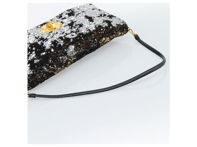 Miu Miu Bolso de hombro de lentejuelas Negro Dorado - vista 7