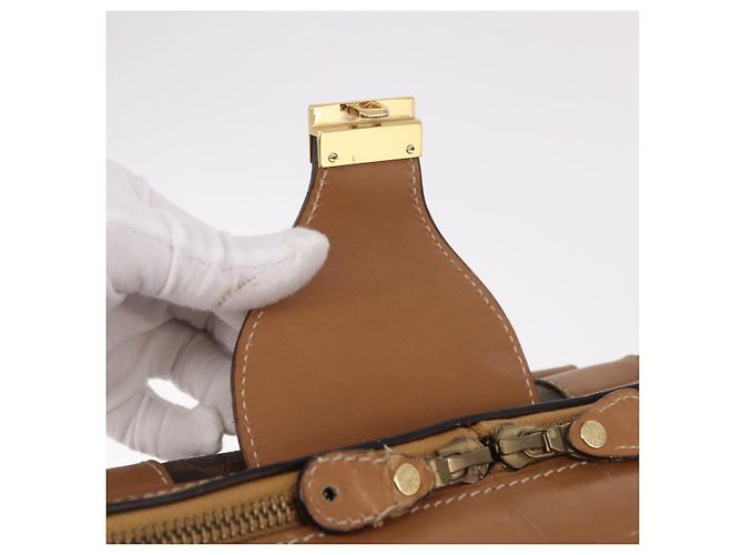 Céline CELINE Attache Case Macadam Canvas Trunk PVC Brown Gold - vista 20