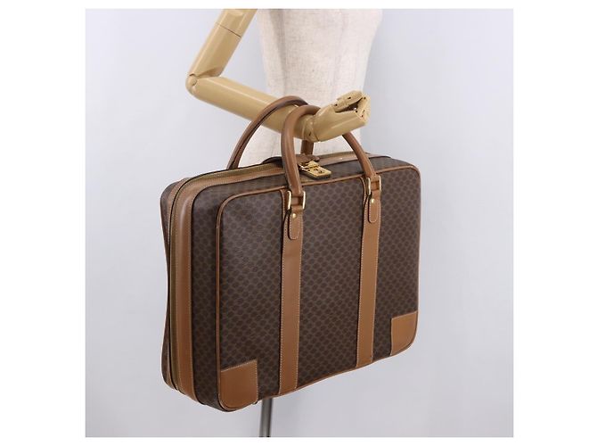 Céline CELINE Attache Case Macadam Canvas Trunk PVC Brown Gold - vista 29