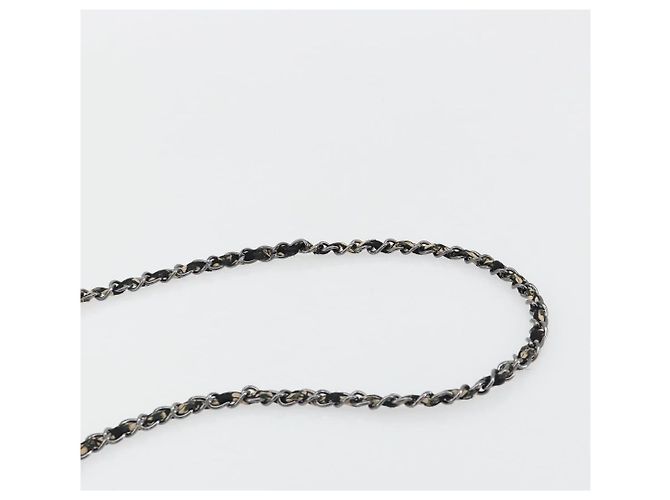 CHANEL Chain Shoulder Bag Canvas Black Silver CC - vista 14