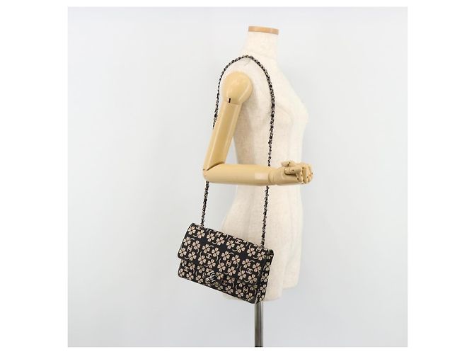 CHANEL Chain Shoulder Bag Canvas Black Silver CC - vista 27