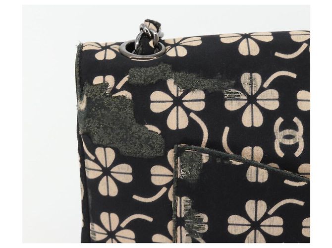 CHANEL Chain Shoulder Bag Canvas Black Silver CC - vista 3