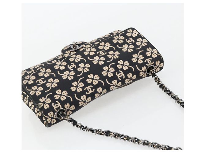 CHANEL Chain Shoulder Bag Canvas Black Silver CC - vista 7