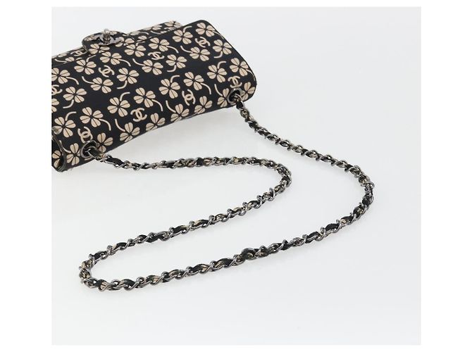 CHANEL Chain Shoulder Bag Canvas Black Silver CC - vista 8