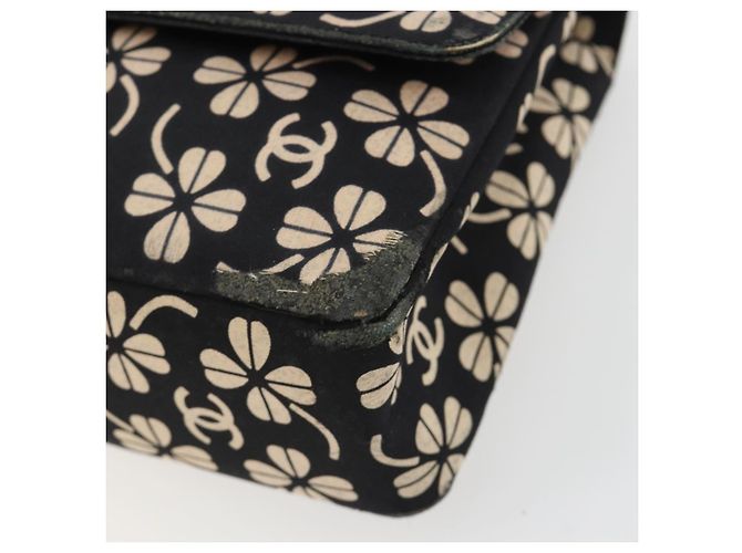 CHANEL Chain Shoulder Bag Canvas Black Silver CC - vista 9