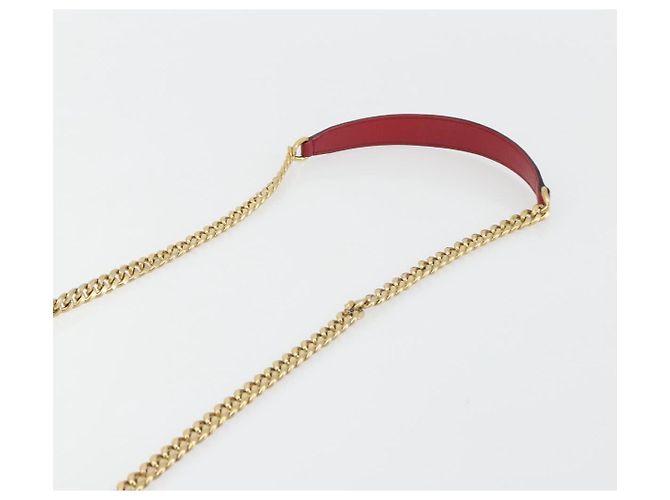 PRADA Chain Shoulder Bag Safiano Leather Red Gold - vista 15