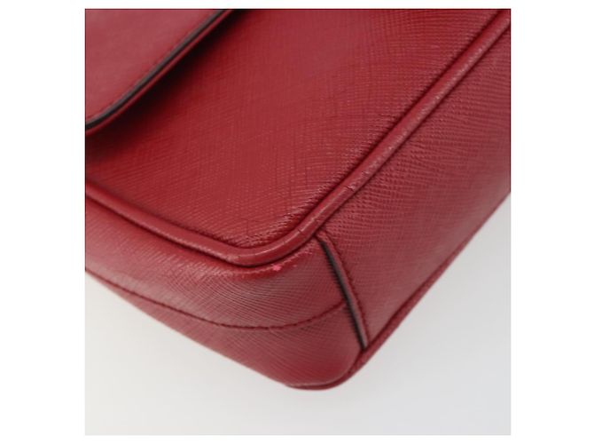 PRADA Chain Shoulder Bag Safiano Leather Red Gold - vista 17