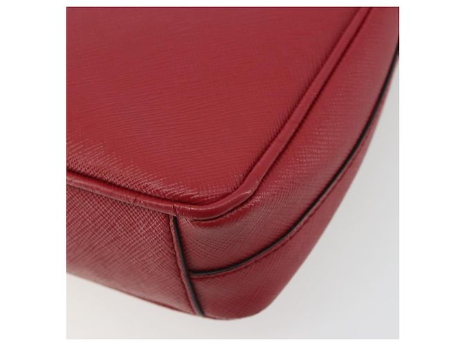 PRADA Chain Shoulder Bag Safiano Leather Red Gold - vista 18