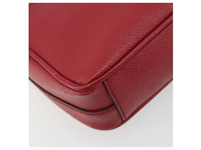 PRADA Chain Shoulder Bag Safiano Leather Red Gold - vista 19