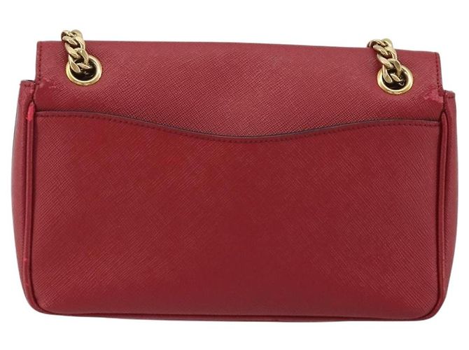 PRADA Chain Shoulder Bag Safiano Leather Red Gold - vista 2