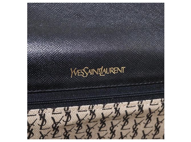SAINT LAURENT Clutch Bag Leather Black Gold - vista 18