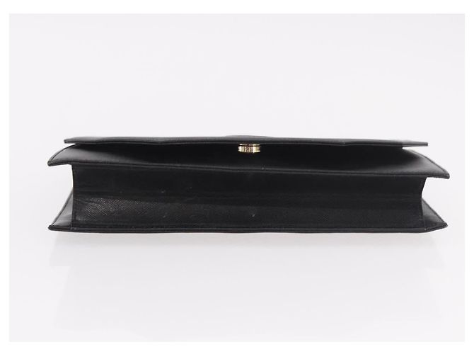 SAINT LAURENT Clutch Bag Leather Black Gold - vista 6