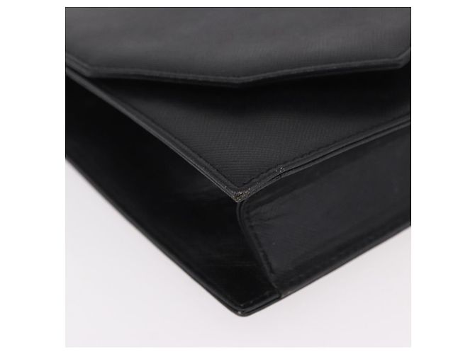 SAINT LAURENT Clutch Bag Leather Black Gold - vista 7