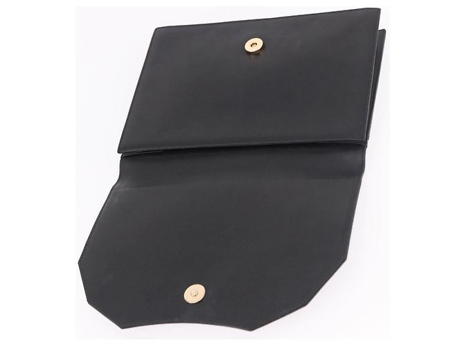 SAINT LAURENT Clutch Bag Leather Black Gold - vista 8