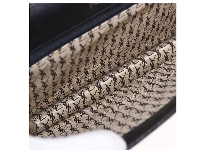 SAINT LAURENT Clutch Bag Leather Black Gold - vista 9