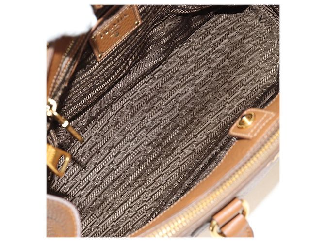 PRADA Hand Bag Vittero Dino Leather Brown Gold - vista 10