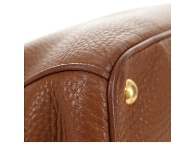 PRADA Hand Bag Vittero Dino Leather Brown Gold - vista 14