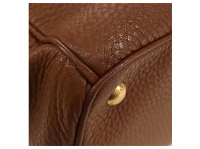 PRADA Hand Bag Vittero Dino Leather Brown Gold - vista 16