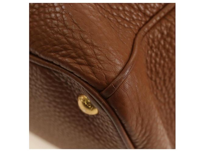 PRADA Hand Bag Vittero Dino Leather Brown Gold - vista 17