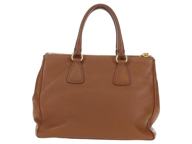 PRADA Hand Bag Vittero Dino Leather Brown Gold - vista 2