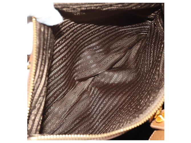 PRADA Hand Bag Vittero Dino Leather Brown Gold - vista 20