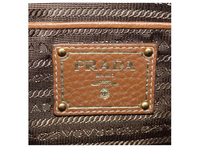 PRADA Hand Bag Vittero Dino Leather Brown Gold - vista 21