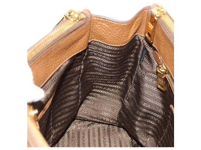 PRADA Hand Bag Vittero Dino Leather Brown Gold - vista 23