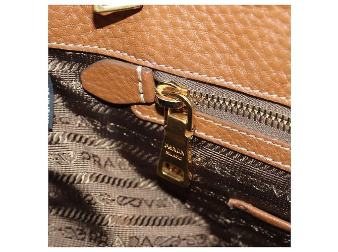 PRADA Hand Bag Vittero Dino Leather Brown Gold - vista 24