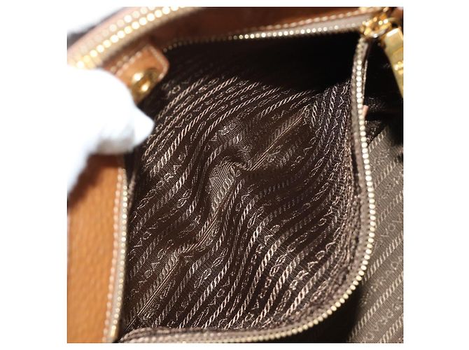 PRADA Hand Bag Vittero Dino Leather Brown Gold - vista 25