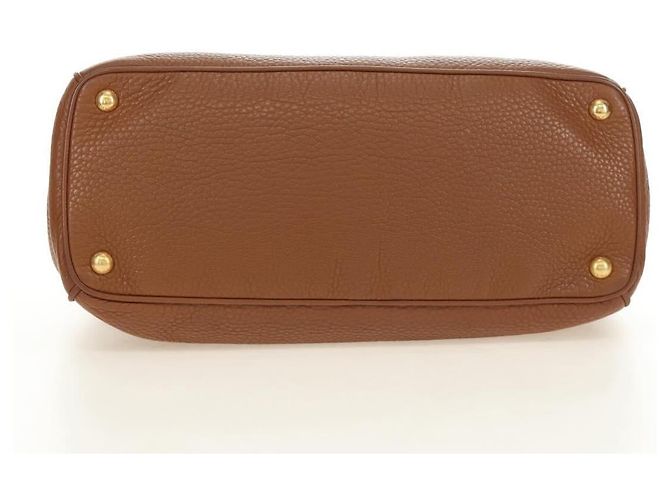 PRADA Hand Bag Vittero Dino Leather Brown Gold - vista 5