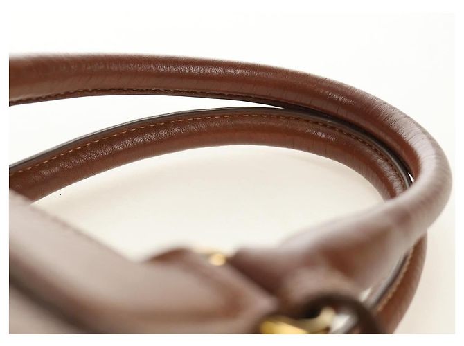 PRADA Hand Bag Vittero Dino Leather Brown Gold - vista 8