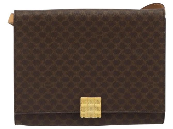 Céline CELINE Macadam Canvas Shoulder Bag PVC Leather Brown Gold - vista 13