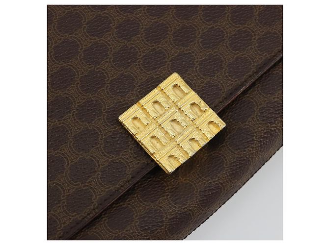 Céline CELINE Macadam Canvas Shoulder Bag PVC Leather Brown Gold - vista 17