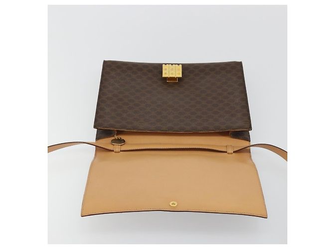 Céline CELINE Macadam Canvas Shoulder Bag PVC Leather Brown Gold - vista 18