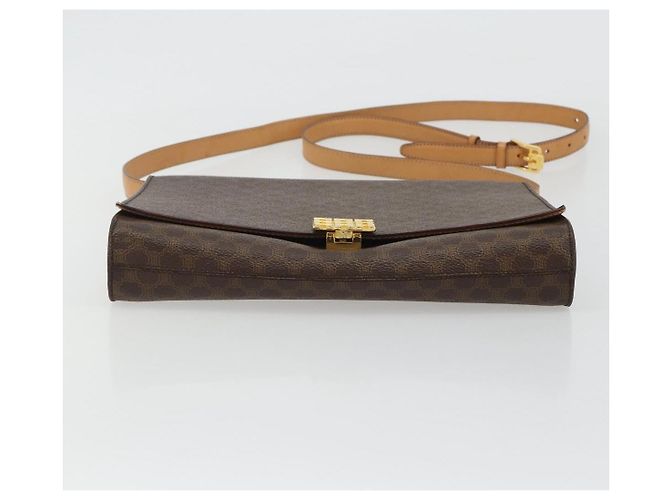Céline CELINE Macadam Canvas Shoulder Bag PVC Leather Brown Gold - vista 5