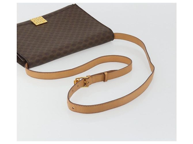 Céline CELINE Macadam Canvas Shoulder Bag PVC Leather Brown Gold - vista 7