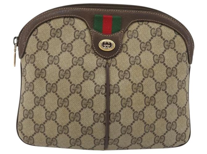 GUCCI GG Supreme Web Sherry Line Bag PVC Beige Gold 904 02 047 - vista 2